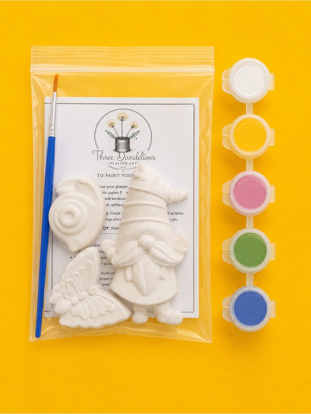 White Paint-Your-Own Plaster Gnome & Shapes Kit - White